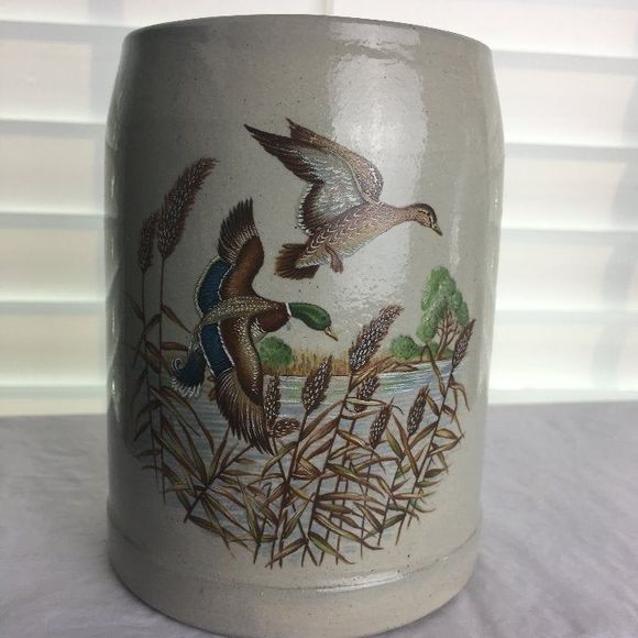 Farmhouse Duck Hunting Vintage West Germany Beer Stein Mug Wildlife Cabin Cup - Picture 1 of 8